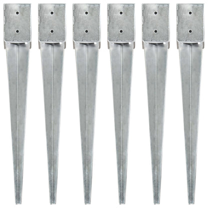 vidaXL Piquets au sol 6 pcs Argenté 10x10x76 cm Acier galvanisé