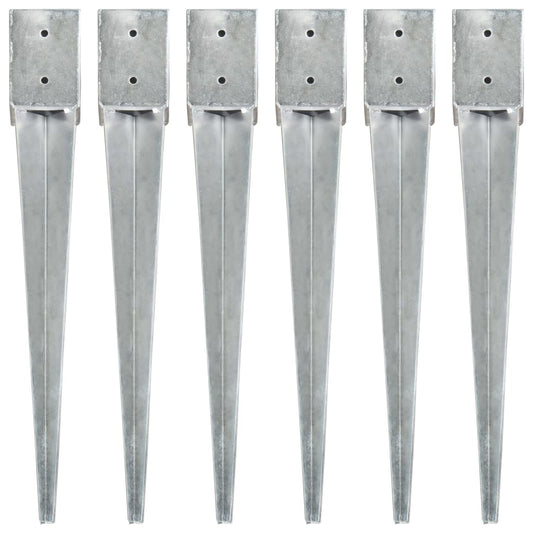 vidaXL Piquets au sol 6 pcs Argenté 10x10x76 cm Acier galvanisé