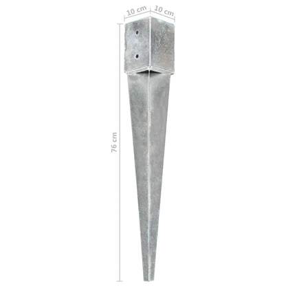 vidaXL Piquets au sol 6 pcs Argenté 10x10x76 cm Acier galvanisé
