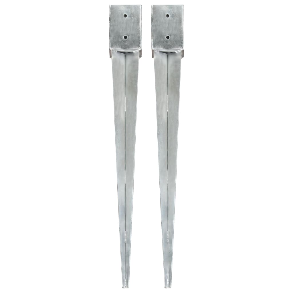 vidaXL Piquets au sol 2 pcs Argenté 10x10x91 cm Acier galvanisé