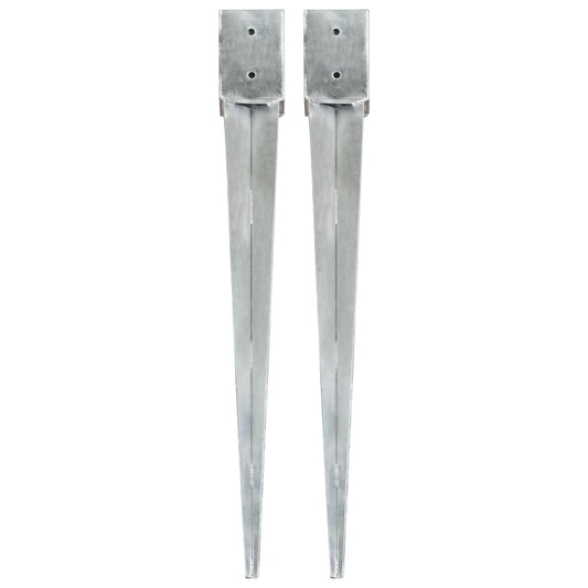 vidaXL Piquets au sol 2 pcs Argenté 10x10x91 cm Acier galvanisé