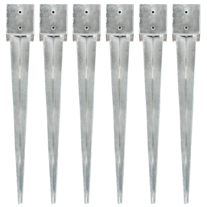 vidaXL Piquets au sol 6 pcs Argenté 12x12x89 cm Acier galvanisé