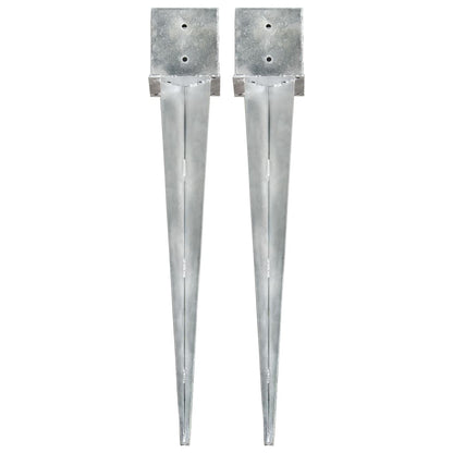 vidaXL Piquets au sol 2 pcs argenté 14x14x91 cm acier galvanisé