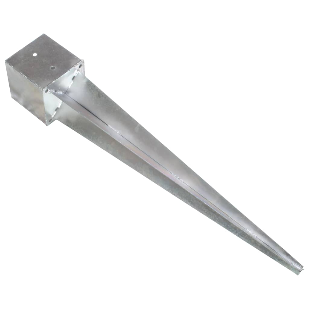 vidaXL Piquets au sol 2 pcs argenté 14x14x91 cm acier galvanisé