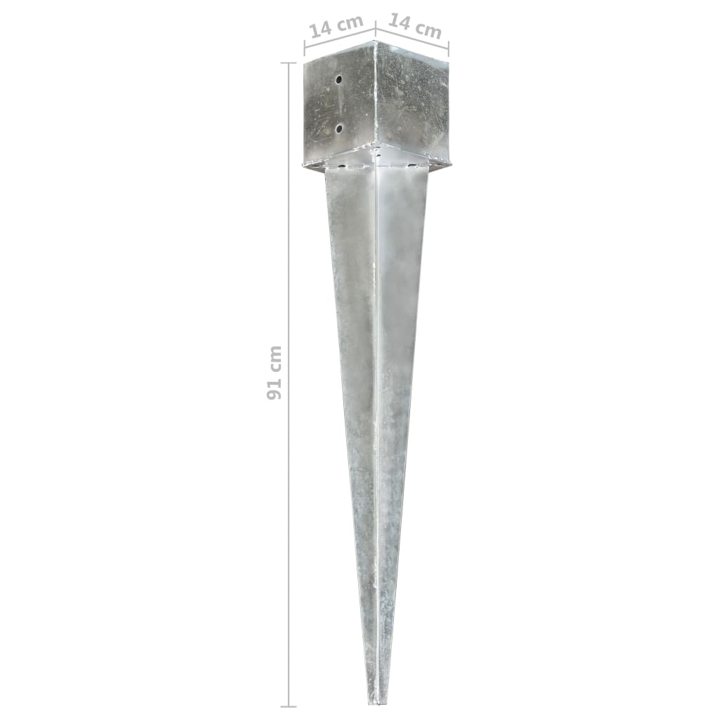 vidaXL Piquets au sol 2 pcs argenté 14x14x91 cm acier galvanisé