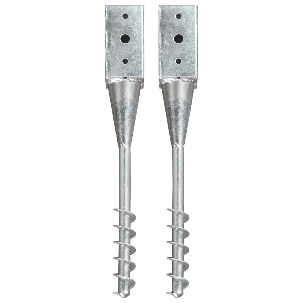 vidaXL Piquets au sol 2 pcs Argenté 7x7x56 cm Acier galvanisé