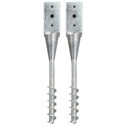 vidaXL Piquets au sol 2 pcs Argenté 7x7x56 cm Acier galvanisé