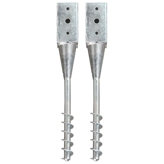 vidaXL Piquets au sol 2 pcs Argenté 7x7x56 cm Acier galvanisé