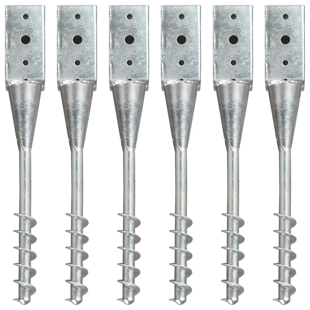 vidaXL Piquets au sol 6 pcs Argenté 7x7x56 cm Acier galvanisé