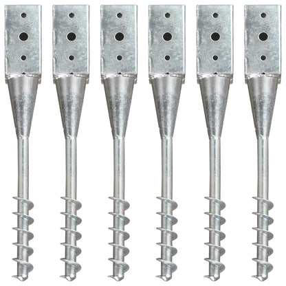 vidaXL Piquets au sol 6 pcs Argenté 7x7x56 cm Acier galvanisé