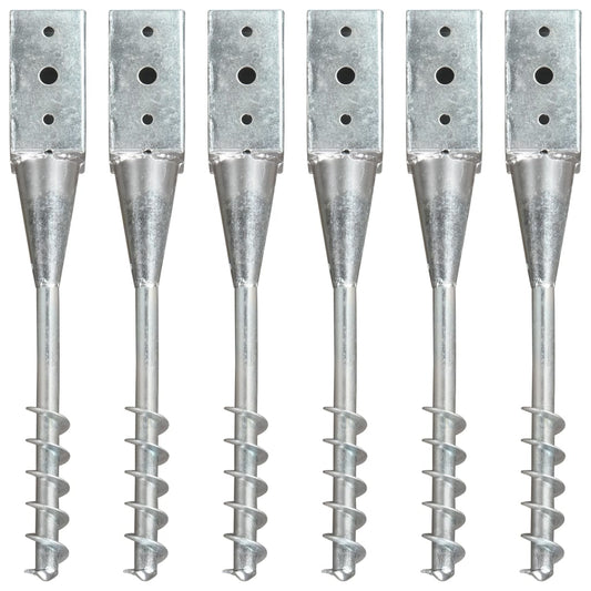vidaXL Piquets au sol 6 pcs Argenté 7x7x56 cm Acier galvanisé