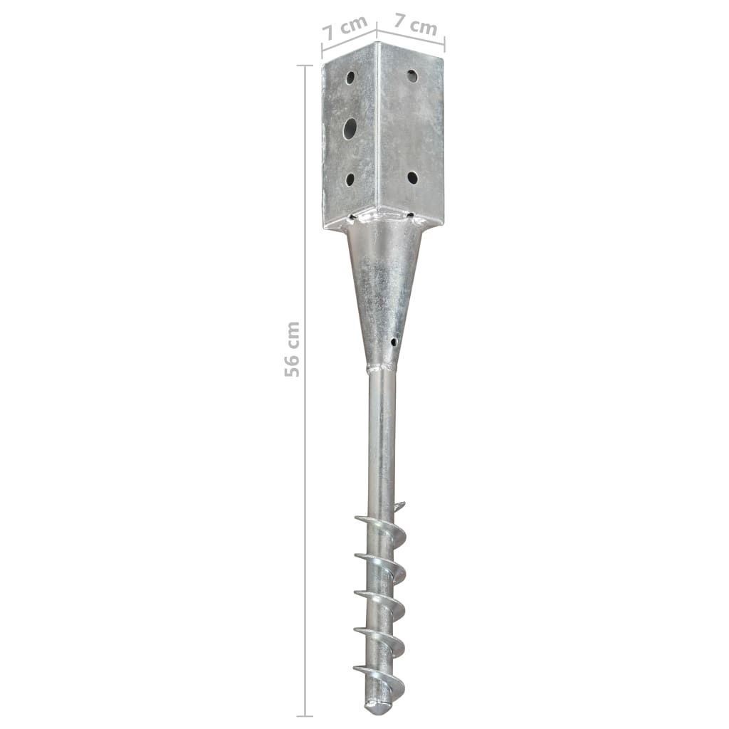 vidaXL Piquets au sol 6 pcs Argenté 7x7x56 cm Acier galvanisé