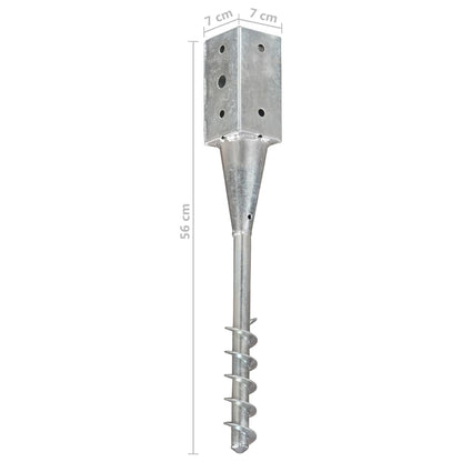 vidaXL Piquets au sol 6 pcs Argenté 7x7x56 cm Acier galvanisé
