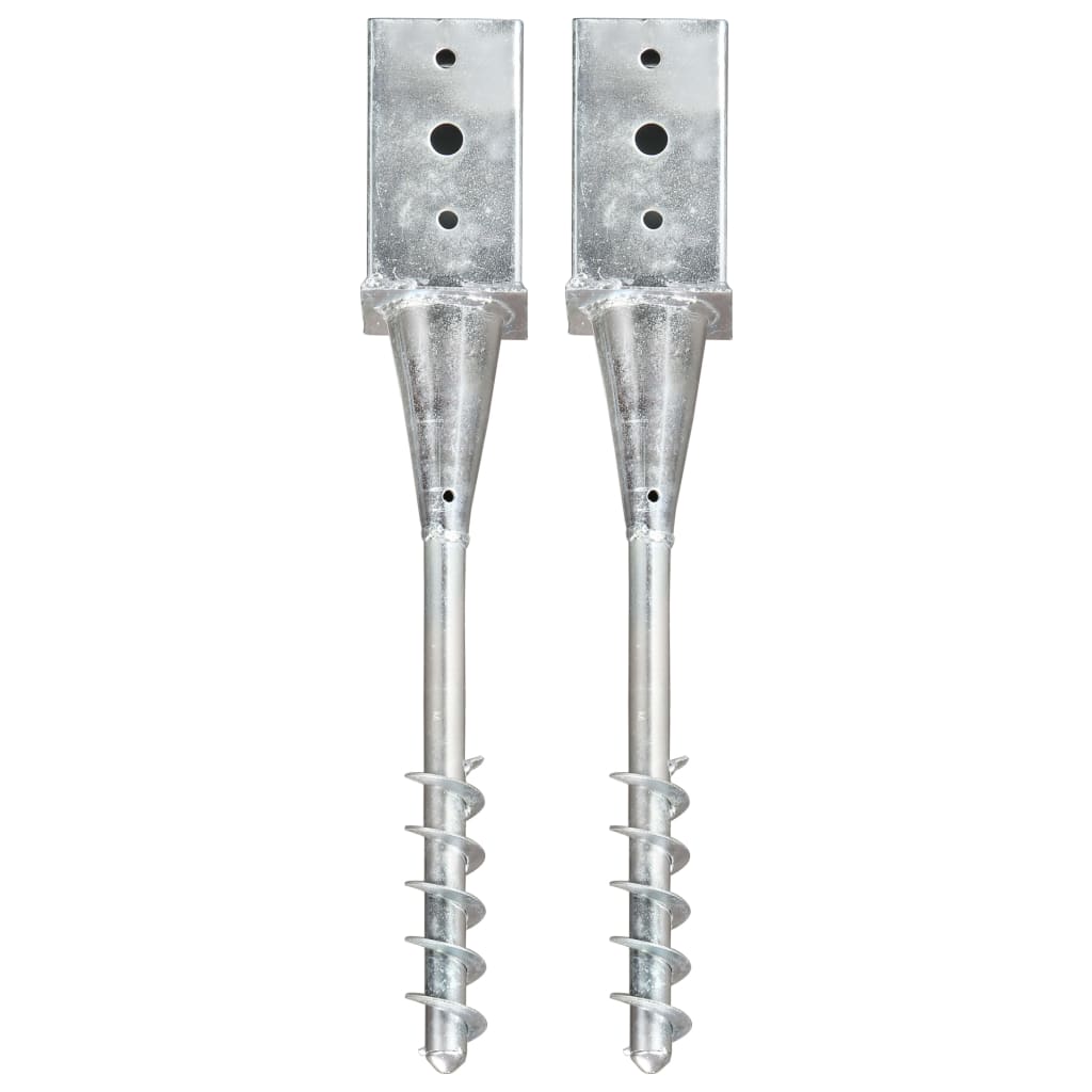 vidaXL Piquets au sol 2 pcs Argenté 8x8x57 cm Acier galvanisé