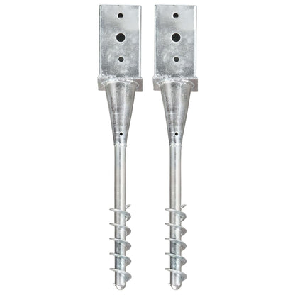 vidaXL Piquets au sol 2 pcs Argenté 8x8x57 cm Acier galvanisé