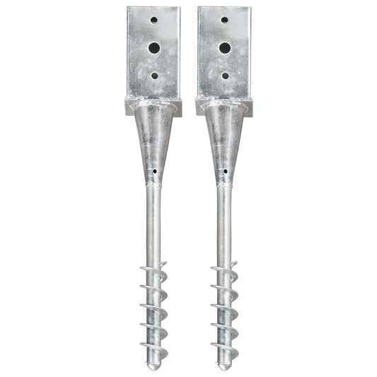 vidaXL Piquets au sol 2 pcs Argenté 8x8x57 cm Acier galvanisé