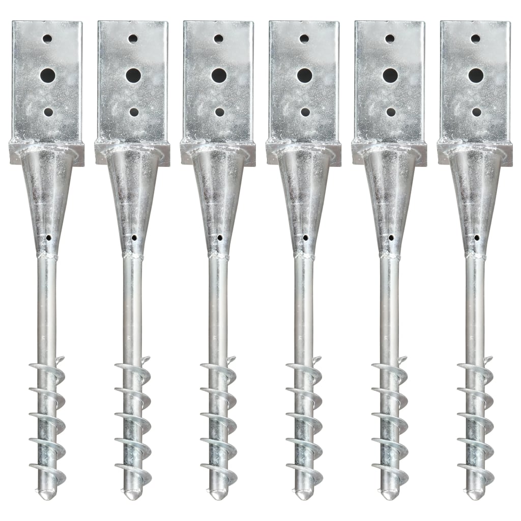 vidaXL Piquets au sol 6 pcs Argenté 8x8x57 cm Acier galvanisé