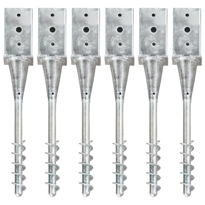 vidaXL Piquets au sol 6 pcs Argenté 8x8x57 cm Acier galvanisé