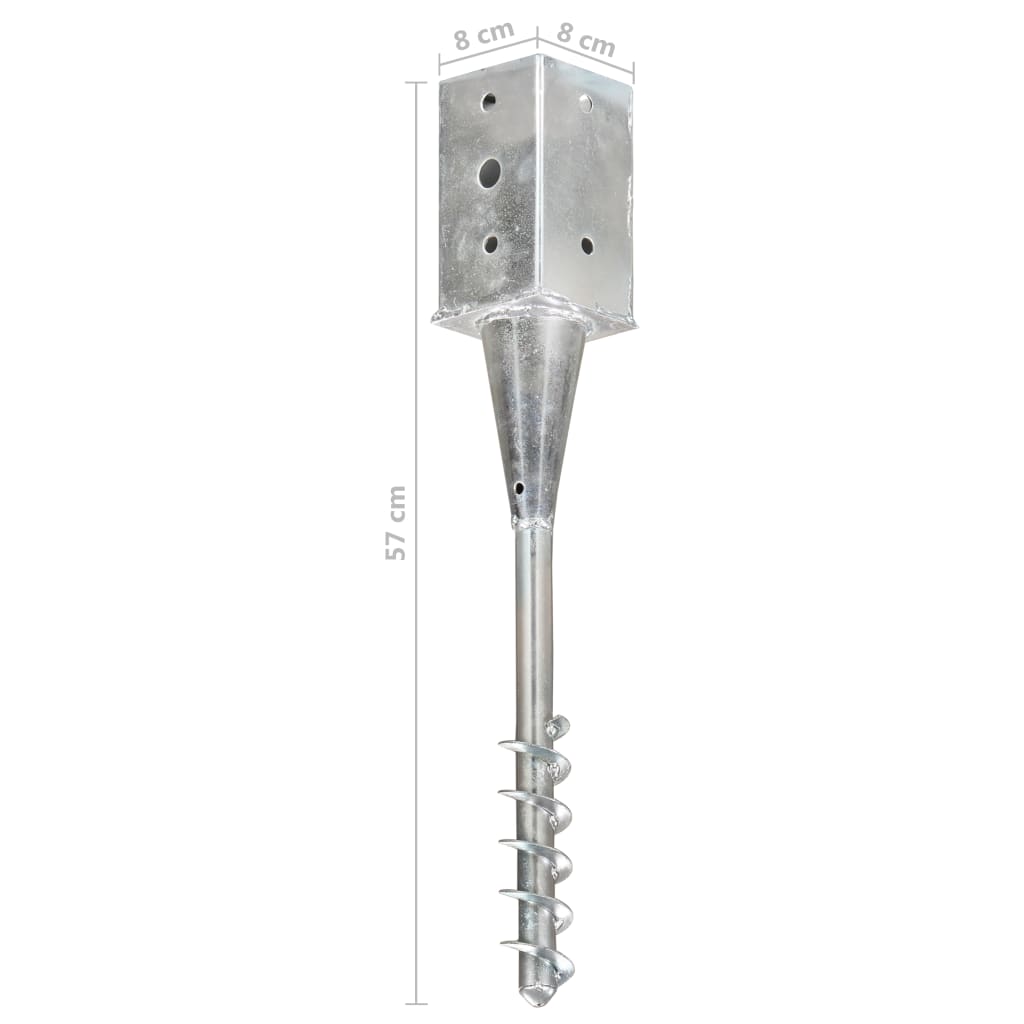 vidaXL Piquets au sol 6 pcs Argenté 8x8x57 cm Acier galvanisé