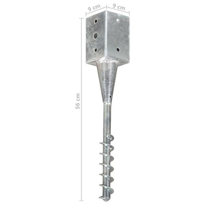 vidaXL Piquets au sol 2 pcs Argenté 9x9x56 cm Acier galvanisé