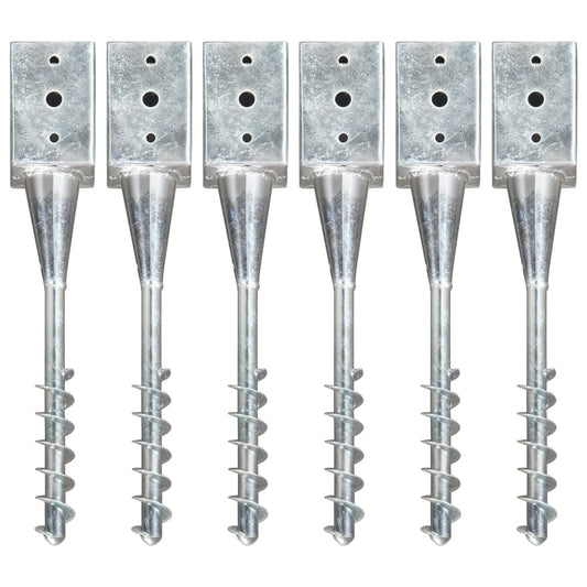 vidaXL Piquets au sol 6 pcs Argenté 9x9x56 cm Acier galvanisé