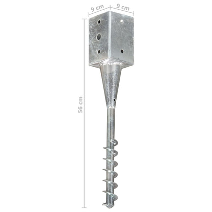 vidaXL Piquets au sol 6 pcs Argenté 9x9x56 cm Acier galvanisé