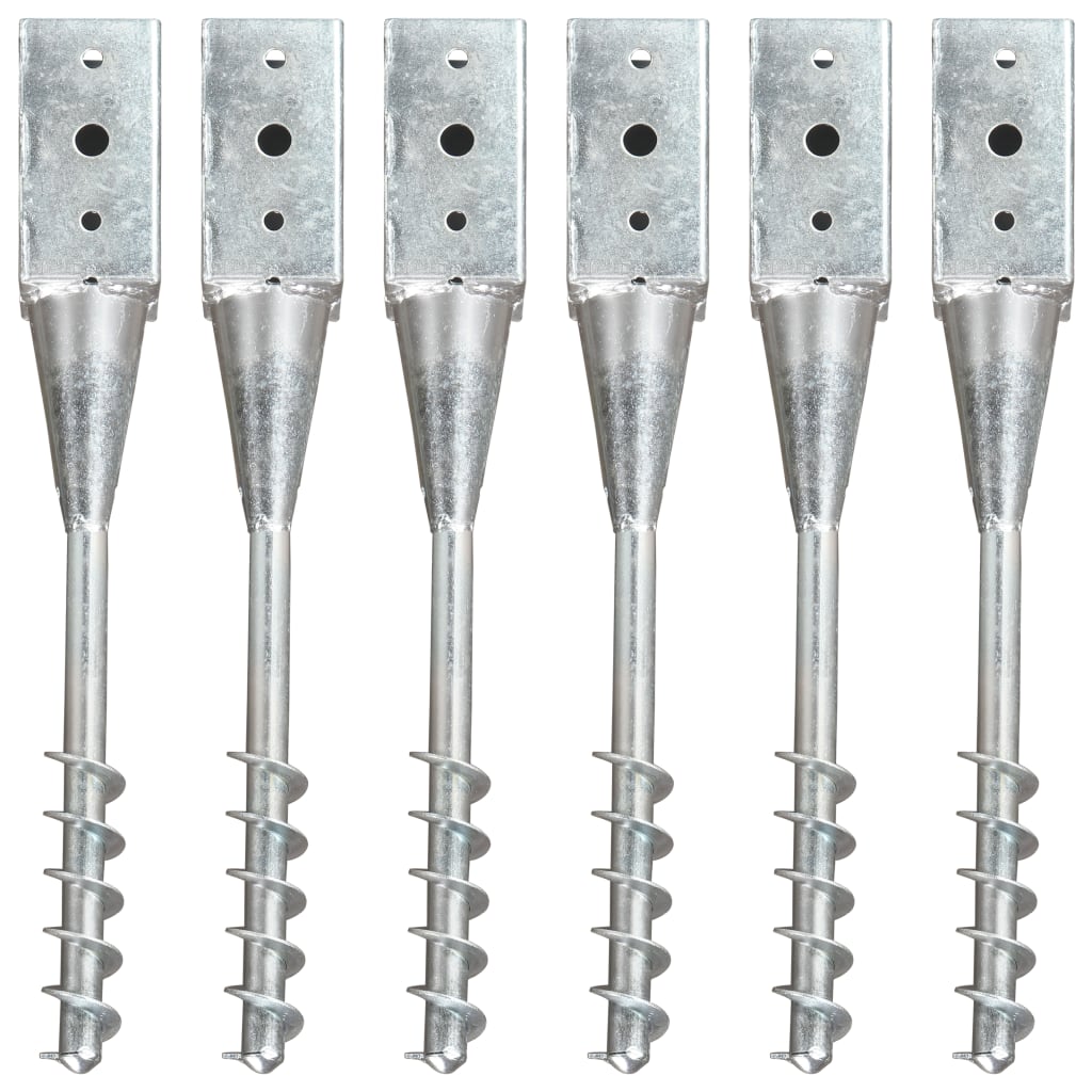 vidaXL Piquets au sol 6 pcs Argenté 10x10x57 cm Acier galvanisé