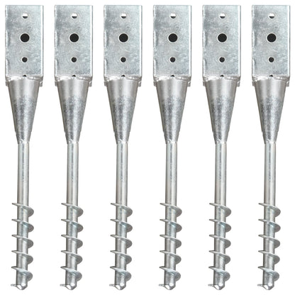 vidaXL Piquets au sol 6 pcs Argenté 10x10x57 cm Acier galvanisé