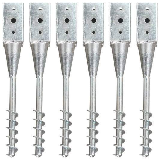 vidaXL Piquets au sol 6 pcs Argenté 10x10x57 cm Acier galvanisé