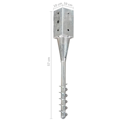 vidaXL Piquets au sol 6 pcs Argenté 10x10x57 cm Acier galvanisé