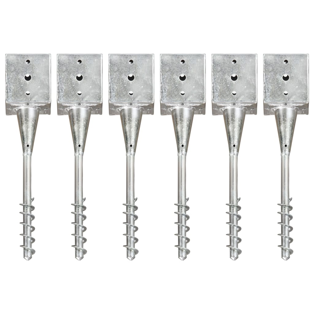 vidaXL Piquets au sol 6 pcs Argenté 12x12x56 cm Acier galvanisé