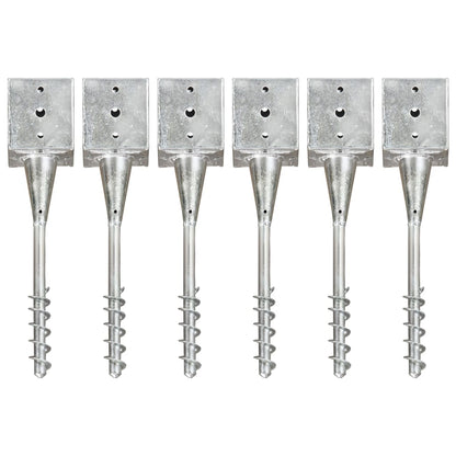 vidaXL Piquets au sol 6 pcs Argenté 12x12x56 cm Acier galvanisé
