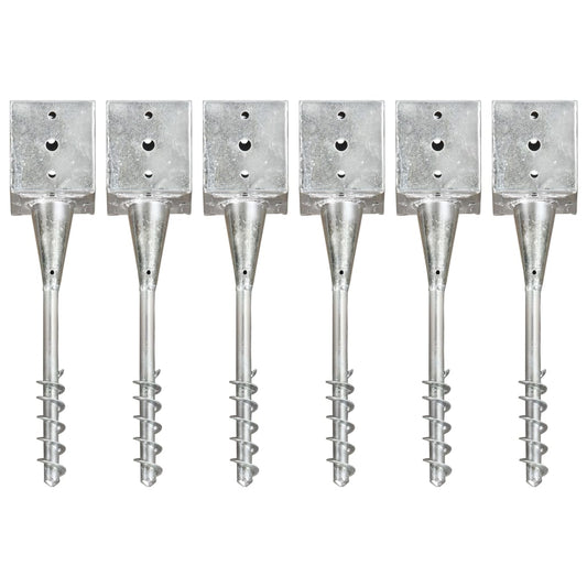 vidaXL Piquets au sol 6 pcs Argenté 12x12x56 cm Acier galvanisé