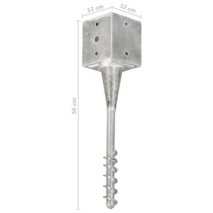 vidaXL Piquets au sol 6 pcs Argenté 12x12x56 cm Acier galvanisé