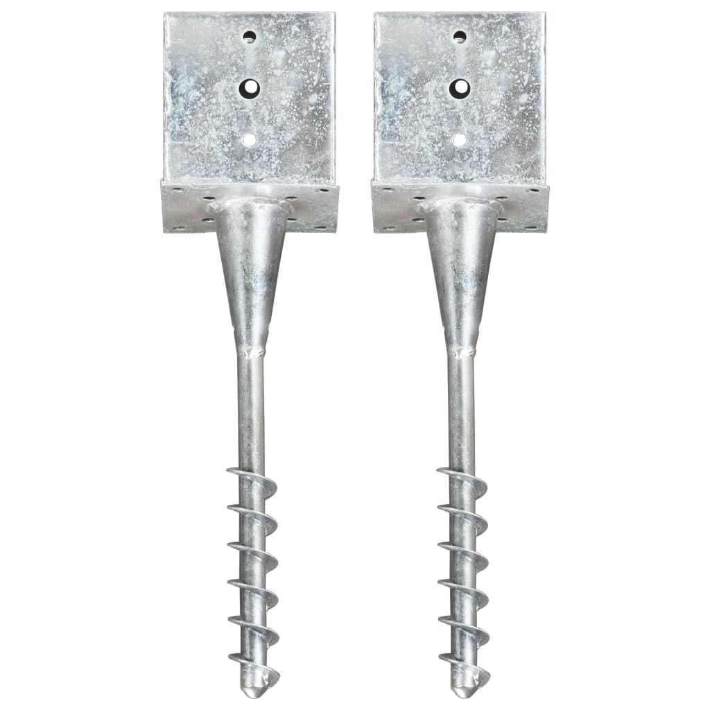 vidaXL Piquets au sol 2 pcs argenté 14x14x58 cm acier galvanisé