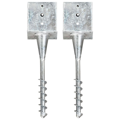 vidaXL Piquets au sol 2 pcs argenté 14x14x58 cm acier galvanisé
