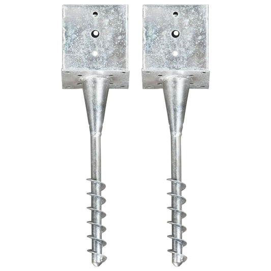 vidaXL Piquets au sol 2 pcs argenté 14x14x58 cm acier galvanisé