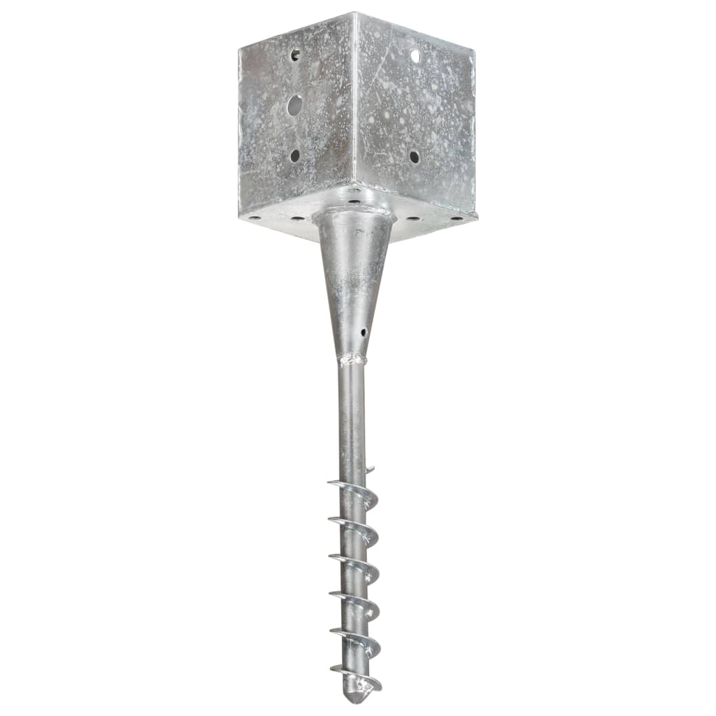 vidaXL Piquets au sol 2 pcs argenté 14x14x58 cm acier galvanisé