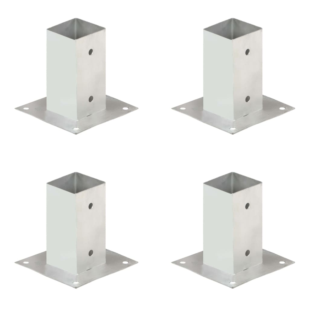 vidaXL Ancres de poteau 4 pcs Métal galvanisé 71 mm