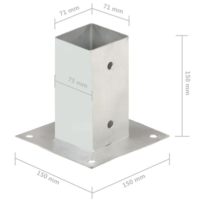 vidaXL Ancres de poteau 4 pcs Métal galvanisé 71 mm