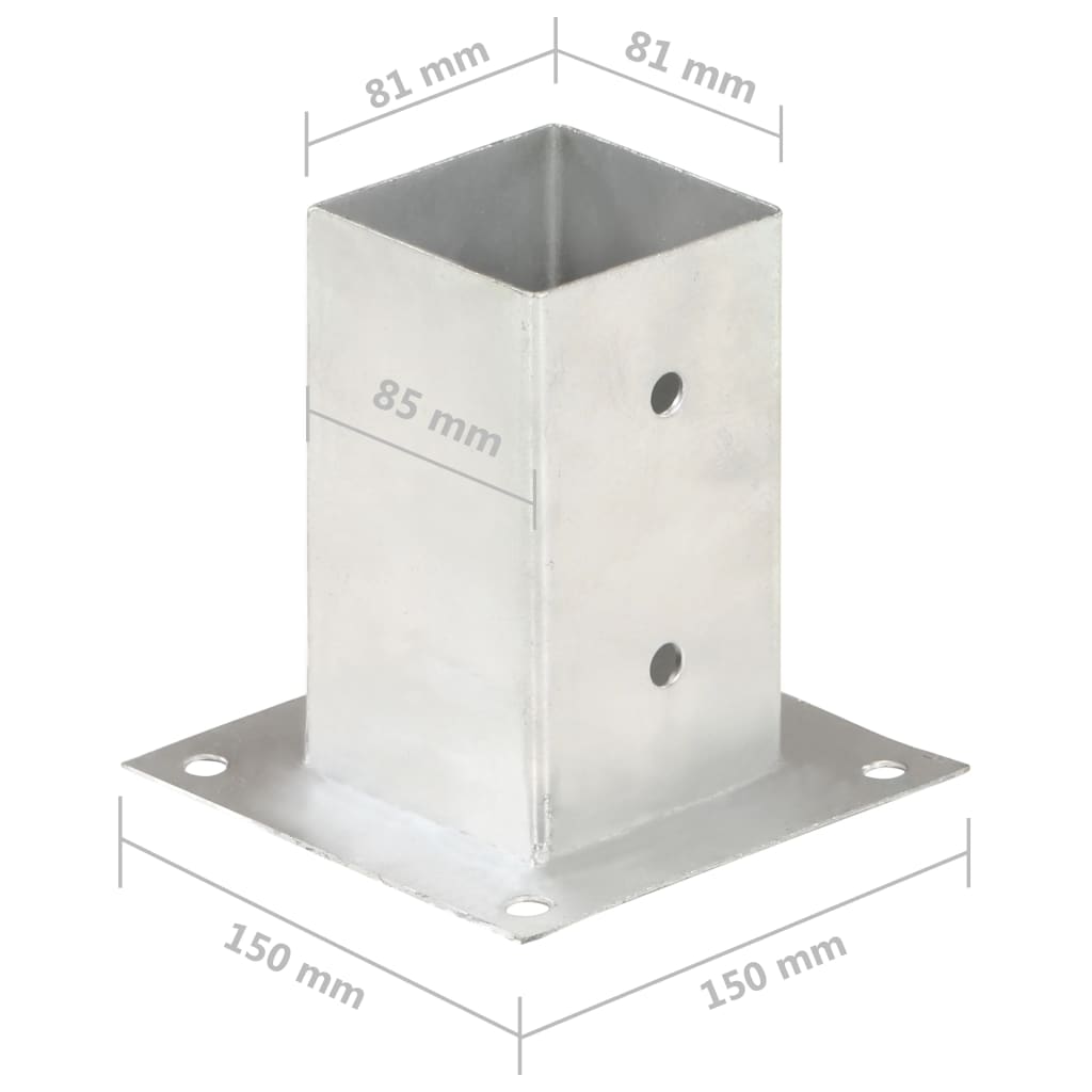 vidaXL Ancres de poteau 4 pcs Métal galvanisé 81 mm