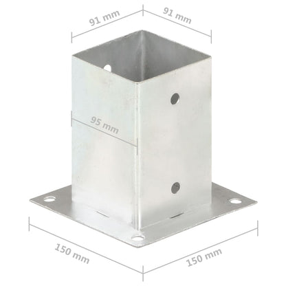 vidaXL Ancres de poteau 4 pcs Métal galvanisé 91 mm