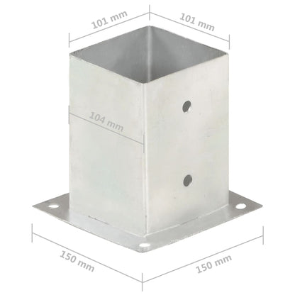 vidaXL Ancres de poteau 4 pcs Métal galvanisé 101 mm
