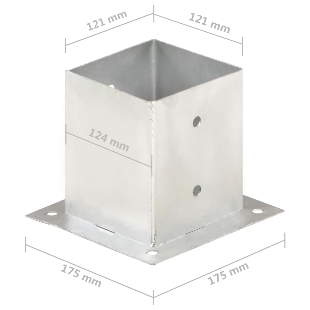 vidaXL Ancres de poteau 4 pcs Métal galvanisé 121 mm