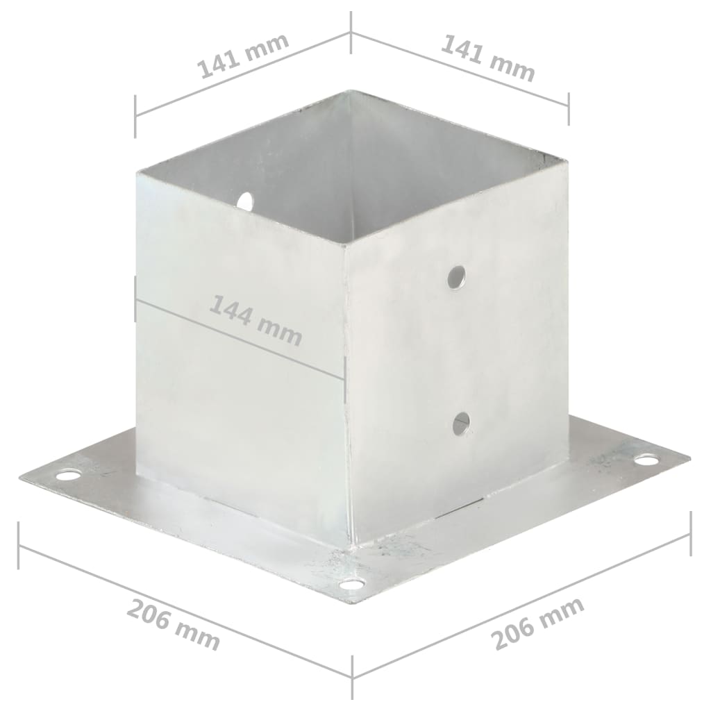 vidaXL Ancres de poteau 4 pcs Métal galvanisé 141 mm