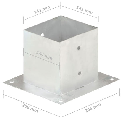 vidaXL Ancres de poteau 4 pcs Métal galvanisé 141 mm