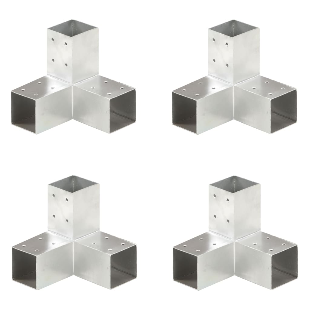 vidaXL Connecteurs de poteau 4 pcs Forme en Y Métal galvanisé 71x71 mm