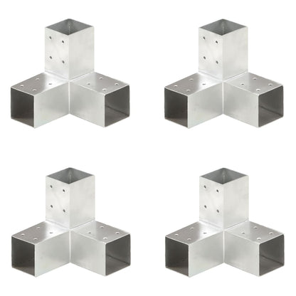 vidaXL Connecteurs de poteau 4 pcs Forme en Y Métal galvanisé 71x71 mm