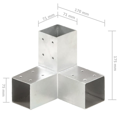 vidaXL Connecteurs de poteau 4 pcs Forme en Y Métal galvanisé 71x71 mm