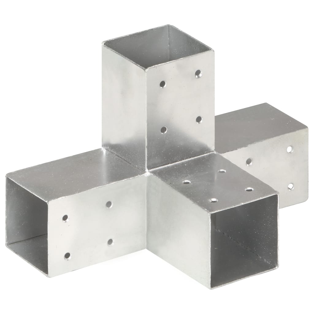 vidaXL Connecteurs de poteau 4 pcs Forme en X Métal galvanisé 71x71 mm
